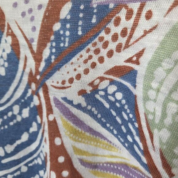 EUC FOLIAGE PRINT 100% LINEN CAP SLEEVES TOP SIZE MEDIUM WOMENS - Picture 12 of 16